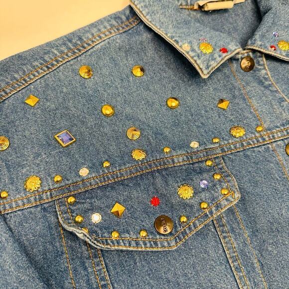 Vintage 1980’s Rhinestone and Stud Denim Jacket - Picture 3 of 7